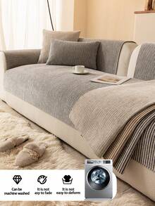 1pc Jacquard Chenille Sofa Cushion, Suitable For All Seasons, Modern Minimalist Style, Pet-Friendly, Anti-Dirty And Anti-Slip Sofa Cover, Spring/Autumn Anti-Scratch Sofa Protector For L-Shaped Combination Sofa And 1/2/3/4 Seat Sofa (Sold Individually) - Light Grey - View 7