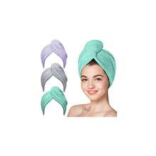 Microfiber Towel, Turbans For Wet Hair, Drying Wrap Towels For Curly Hair  Towel Wrap For -Purple,Green,Grey-Pack Of 3,Purple,Green - Green - 查看 1