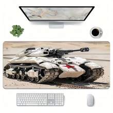 1 Peça Tapete de Mouse Gamer Tamanho Grande com Design de Tanque de Guerra - Tapete de Mesa Grosso de Borracha com Trava de Borda, Adequado para Jogadores e Uso Comercial, Superfície Antiderrapante - A - Visão 6