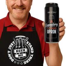 BEZON Funny Grill Apron For Men – Beer Can Gift Packaging – Hilarious BBQ Gift For Dad, Husband, Or Friend – Heavy-Duty Water-Resistant Canvas – Don't Just Stand There! Beer Me!,Don'tJustStandThere!BeerMe! - 別光站著!給我來杯啤酒! - 查看 1