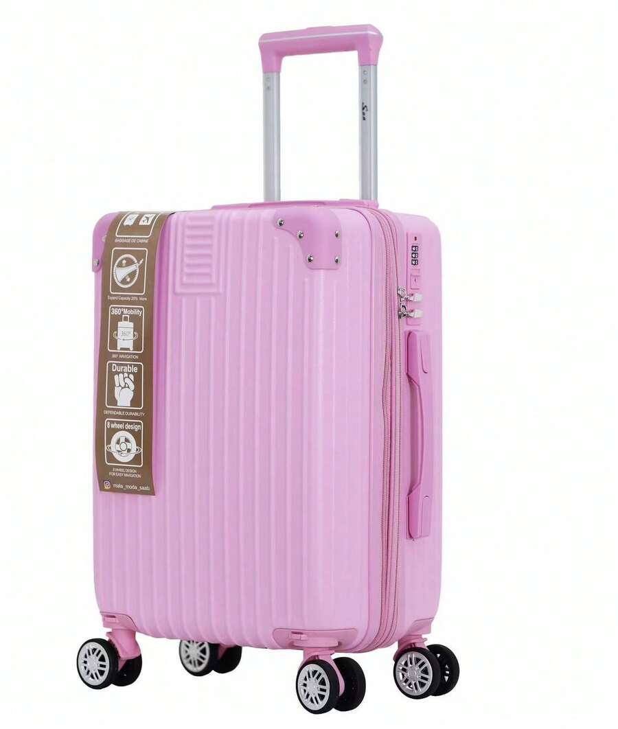 Carry-On Suitcase With 360° Wheels. The Wheels Are Removable. ABS. - 淺粉色 - 查看 1