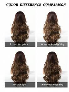 24 Inch Long Brown Curly Wig With Bangs, Big Curls, Heat Resistant Synthetic Wig, Suitable For Women For Daily, Party, Wedding And Other Occasions - 棕色 - 查看 8