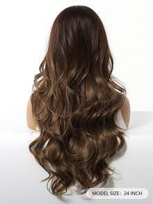 24 Inch Long Brown Curly Wig With Bangs, Big Curls, Heat Resistant Synthetic Wig, Suitable For Women For Daily, Party, Wedding And Other Occasions - 棕色 - 查看 4