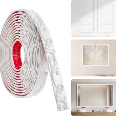1pc 39.37 Inch/78.74 Inch 3D PVC Self-Adhesive Peel And Stick Decorative Trim - Decorative Mirror Frame Edging, Flexible Adhesive Trim, Suitable For Door, Cabinet And Mirror Wall Decor, Can Be Used For Cabinet, Mirror Frame, Wall Edge Decoration, Home Decor