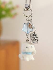 Llavero de oso pequeño 3D acolchado de dibujos animados, colgante pequeño, decoración de mochila, regalo creativo, accesorio pequeño - Multicolor - Ver 4