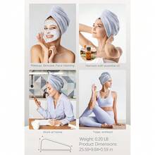 Microfiber Hair Towel, 3 Packs Hair Turbans For Wet Hair, Drying Hair Wrap Towels For Curly Hair Women Anti Frizz (Grey,Blue,Grey),Grey,Grey - Grey - 查看 6