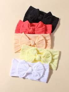 5PCS Summer Candy Color Nylon Bow Baby Headbands, Soft Skin-Friendly Cute Princess Hair Accessories, Suitable For Daily Use In All Seasons - 彩色 - 查看 4