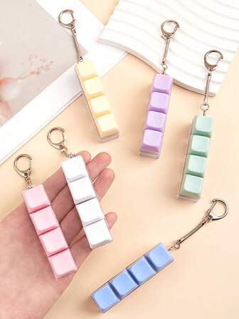 1pc Minimalist Colorful Keyboard Finger Toy, 4-Key Cube Keychain, Stress Relief, Suitable As Keychain, Car Key Chain, Bag Pendant, Keyboard Key Design, Adult Finger Keychain, Finger Press Keychain, Relaxation Keychain, Focus Relaxation Lanyard Keychain, Birthday Gift, Party Gift, Holiday Gift. With ID Card Holder Lanyard, Car Accessories, Bag Pendant, Christmas Gift, Creative Gift For Teachers, Friends, Sisters