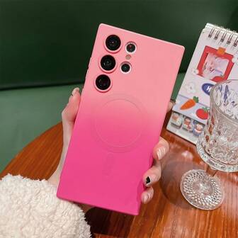 Para Glaxy A06 A15 / A16 / A17 / A26 / A35 / A36 / A55 / A56 / A25 / A26 / A54 Funda líquida de doble color con gradiente magnético de absorción, también se puede aplicar a S23 / S23 FE/S24 FE/S25 / S25Ultra/S25 Paquete completo con lente, funda protectora mate, funda de teléfono a prueba de golpes, funda de teléfono de silicona líquida, regalo de Navidad, invierno, Navidad.