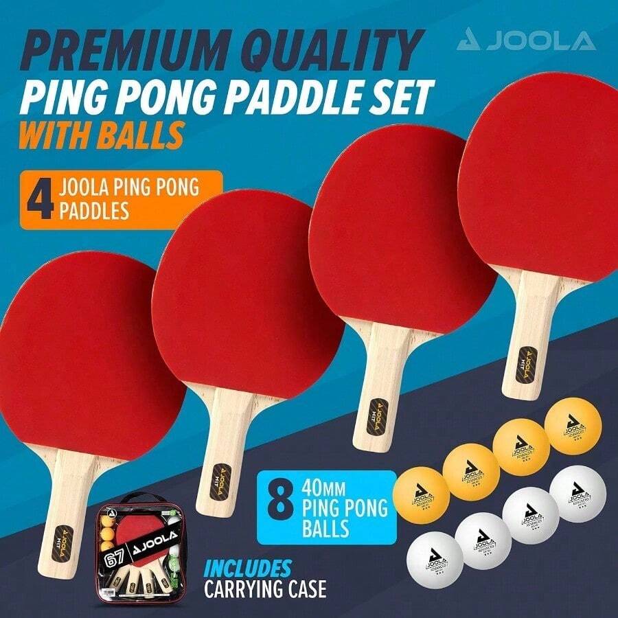 Juego de paletas de ping pong con pelotas de ping pong y funda de transporte juego de 4 o juego de 2 paletas de tenis de mesa raquetas avanzadas de ping pong y accesorios portátiles para - Conjunto de hits de 4 jugadores - Ver 1