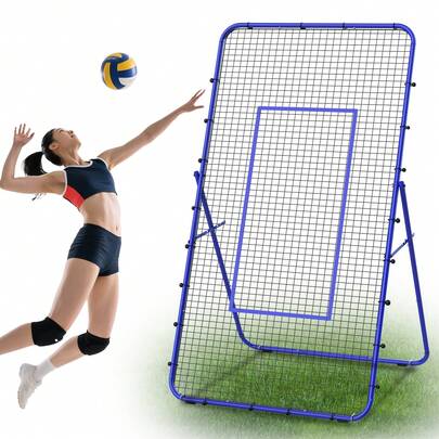 Adjustable Volleyball Rebounder Net 7x4 FT, Volleyball Training Equipment For Baseball, Soccer, Tennis, Metal Frame & High-Tension PE Netting, Volleyball Rebounder Hitting Serving Passing Spike Practice