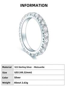 XUJIA 1pc Moissanite Eternity Ring, 925 Sterling Silver Women's Wedding Band, Full Eternity Ring, 3mm Round Brilliant Moissanite Ring, Sparkling Anniversary Party Birthday Jewelry Gift - Silver - View 22