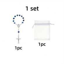 1/5/10 Sets - Baptism Gift Set, Faux Navy Blue Crystal Bracelet And Cross Pendant, Benefits For Birthday Party And Commemorative Gifts, Benefits For Baptism Wedding Party, Women Baptism Gifts, Birthday Party Gifts, Wedding Party Gifts, Bridal Shower, Anniversary Party, Theme Party, Halloween, Christmas, Thanksgiving And Harvest Festival Gifts And Decorations, Autumn (Blue) - Blue - View 9