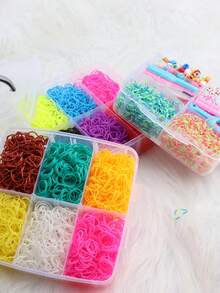 3件套橡皮筋套装，编织橡皮筋，DIY友谊手链制作套装，手工套装，适合节日使用 - 三層皮筋套裝 - 查看 7