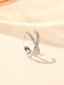 1Pc S925 Sterling Silver Classic Figure-Eight Shape Cubic Zirconia Ear Cuffs Non-Piercing Earrings For Women Daily Wear Cute Small Clip-On Cartilage Earrings 18K Gold Plated Dainty Ear Clip Piercings Earrings - Figure-eight - View 7