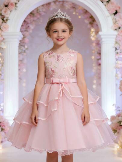 女童无袖修身公主裙，生日派对/晚会钢琴演奏会礼服（请根据胸围选择尺码）