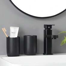 Matte Black Toothbrush Holders For Bathrooms - 2 Cups Ceramic Toothbrush Toothpaste Holders Set, Black Bathroom Tumbler Cups Reusable Toothbrush Cup Black Mouthwash Cup, Bathroom Counter Organizer,2pcs,Black - 黑色的 - 查看 8