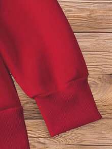 Sudadera con cuello redondo y estampado de letras "NADA ES POSIBLE" - Rojo - Ver 4