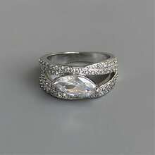 VKHK 1pc Luxurious Sparkling Full Zirconia Stone Ring, Suitable As Wedding/Gift Accessory For Women - Diamond Ring - View 14