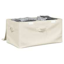 Caja de almacenamiento de tela vidaXL 50x30x25 cm color crema - Beis - Ver 4