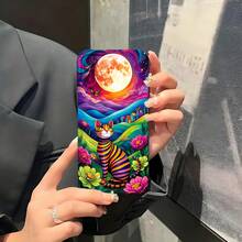 1PC Phone Case ,  Colorful Cat Moon Landscape Flowers , Stylish Phone Case, Phone Decoration, All-around Lens Protection, Creative Small Gift, Funny Gift for Boys and Girls - Negro - Ver 5