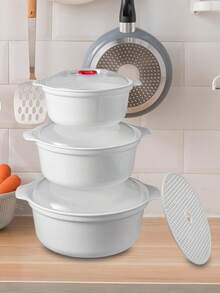 3pcs Microwave Bowls With Lids, Ramen Noodle Soup Bowls, Mixing Bowls, Food Storage Cookware, Suitable For Kitchen, Office, Dorm - Multicolor - View 2