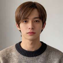 8英寸浅棕色偶像风斜刘海短直发合成假发，时尚简约男士款 - 彩色 - 查看 1