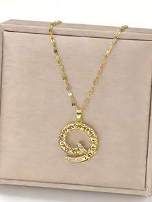 1 chiếc dây chuyền hình rắn bằng thép không gỉ, kiểu dáng thanh lịch, cổ điển, sang trọng, phù hợp cho người tuổi rắn, các ngày lễ, ngày kỷ niệm, đeo hàng ngày, tạo phong cách cá nhân, thời trang đường phố, dự tiệc, làm quà tặng (Đóng gói trong túi OPP) - Vàng - Xem 4