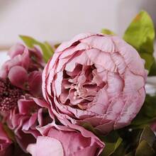 Duovlo Fake Flowers Vintage Artificial Peony Silk Flowers Wedding Home Decoration,Pack Of 1 (Sweetened Bean),20.87*3.5,SweetenedBean - 甜豆 - 查看 6