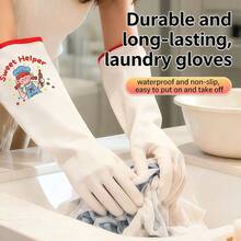 Cartoon Household Cleaning Gloves, Kitchen Dishwashing Gloves, Non-Slip Household Gloves, Suitable For Small Hands, Flexible Operation, High Elasticity, Laundry Gloves, Cleaning Supplies, Cleaning Tools - Multicolor - View 3