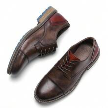 Chaussures décontractées pour hommes, pour le trajet et les sports de plein air, antidérapantes et durables, chaussures derby classiques, bottes de travail rétro à la mode - Rouge foncé - Voir 1