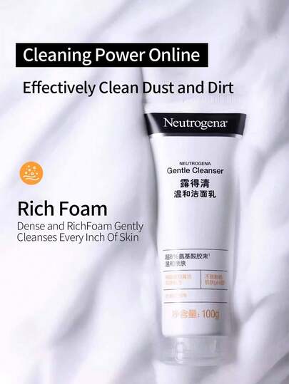  Neutrogena Gentle Facial Cleanser, 100g, Deep Cleansing, Moisturizing, Non-Drying, Rich Lather, Leaves Skin Hydrated And Radiant