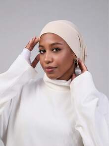 1pc Women's Classic 2-In-1 Turban Headscarf & Non-Slip Hair Clip, Pleated Design, High-Elasticity Jersey Fabric, Moisture-Wicking & Breathable, Suitable For Muslim Daily Life And Gatherings - Multicolor - View 14