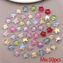 30/50 hạt cườm thủy tinh lấp lánh, hạt cườm hình ngôi sao pha lê, hạt cườm nhiều màu sắc rực rỡ dùng để làm vòng cổ, vòng tay, bông tai, trang sức, hạt đệm dễ thương cho đồ thủ công & DIY - Nhiều màu - Xem 14