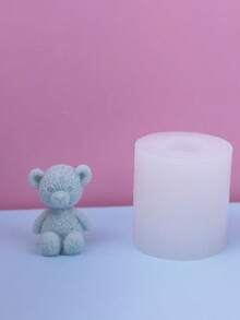 1个可爱泰迪熊造型硅胶蜡烛模具，适合制作节日礼物，也是绝佳的送礼之选 | 家居装饰，完美适用于硅胶香薰蜡烛。硅胶模具材质，奢华小众情人节礼物，也可作为生日礼物或家居装饰品。 - 白色 - 查看 8