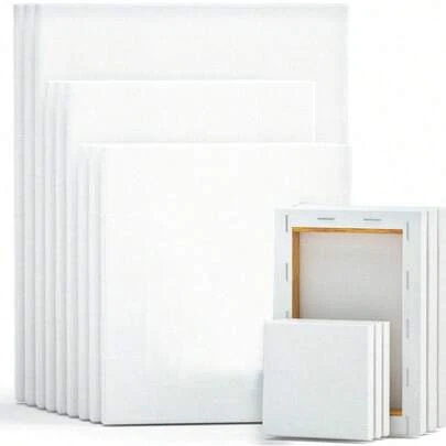 3 piezas de lienzo estirado de 12x16 pulgadas para artistas, previamente imprimado para pintura acrílica, óleo, acuarela - Listo para usar, libre de ácido, con marcos de madera resistentes - Adecuado para adultos, regalos artísticos, manualidades - Disponible en varios tamaños, útiles escolares