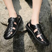 New Men's Outdoor Sports Slippers, Soft Sole Slides Sandals, Beach Slippers, Home Bathroom Slippers, Plus Size - Black - View 4