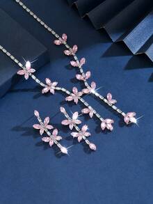 3pcs/Set Elegant Butterfly Shaped Bridal Women's Fashionable Crystal Necklace Set, Luxurious Jewelry Set Suitable For Weddings, Birthday Gifts, Parties.