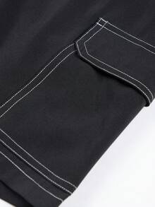 Quần short thể thao nam mùa hè với dây rút ở eo và túi bên hông, thiết kế sọc độc đáo, phù hợp cho chạy bộ, các môn thể thao dùng bóng, tập luyện và các hoạt động thể thao khác. Màu đen. - màu đen - Xem 5