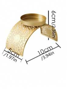 1pc Gold Hollow Wall Hanging Candle Holder, Living Room Bedroom Wall Decor Rack, Ramadan Festival Atmosphere Decor, Home Candle Holder - Multicolor - View 8