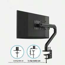 VESA 75/100mm Adjustable Monitor Stand With 180° Tilt And 360° Swivel, Made Of Sturdy Steel With Gas Spring Technology And Cable Management, Single Monitor Arm Desk Mount Clamp, Designed For Home Office Use, Office Desk Accessory, Computer Screen Riser - Multicolor - View 7