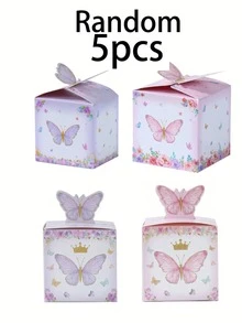 20 Stücke rosa Schmetterling-Stil Mini Geschenkboxen, Blumen, Krone, Schmetterling Muster, Baby Shower, Geburtstag, Hochzeitsfeier, Feiertage, Schulanfang, Bridal-Shower, Geschlechtsoffenbarung, Papier Geschenkverpackung - Schmetterling Dekor Geschenkboxen für besondere Anlässe - Verschiedenfarbig - Übersicht 12