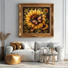 5D Diamond Painting Kits For Adults, Sunflower Butterfly Diamond Art Kits For Adults Beginner, DIY Full Drill Gem Art Paint By Diamonds Dots Crafts Kits For Home Wall Art Decor 13.7x13.7 Inch - KM251-1 - 查看 3