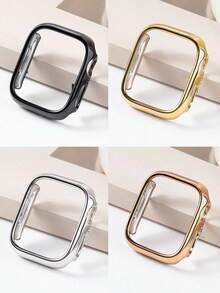 4件套男女通用【不含屏幕保护膜】适用于 Series Ultra/SE/11/10/9/8/7/6/5/4的超薄硬质PC防震保护壳，适用于 40/41/42/44/45/46/49mm，智能手表保护壳配件 - 鏤空黑+金+銀+玫瑰金 - 查看 16