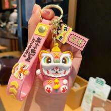 6pcs New Arrival Cute Maneki-Neko Keychain, PVC Material, Suitable As Birthday Gift For Friends - Multicolor - View 6