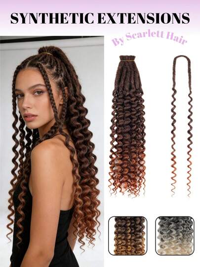 24 tums enkelsträngad dubbelsvans rak, lockig syntetisk peruk, filtperuk, handkrokade flätor, lågtemperatur syntetiska flätor, djupt lockigt, ombrefärg, lämplig för damfester, högtider, musikfestivaler, festaccessoarer, även lämplig för vardagskläder, salongstyling, cosplay och bröllop.