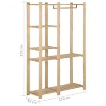 Perchero vidaXL de 110x38x170 cm, de madera maciza de pino. - Marrón - Ver 2