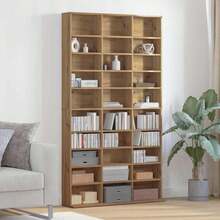Meuble CD vidaXL en chêne artisanal 101 x 23 x 177,5 cm, matériau à base de bois - Tabac - Voir 2