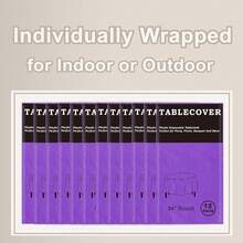 D&Z Plastic Tablecloth Disposable, 12 Pack Purple Table Cloth Individually Wrapped For Indoor&Outdoor, On-The-Go 84" Tablecover For Round Table Ideal For Party, Picnic, Birthday, Wedding And Dinner - purple - 查看 3