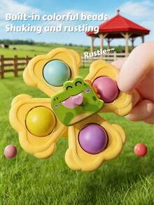 3件套吸盘旋转玩具，适合1-3岁男孩女孩 - 适合12-18个月幼儿的旋转感官玩具 - 周岁生日礼物 - 黃色 - 查看 4